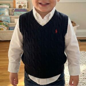 Polo by Ralph Lauren, Black Cable Knit Vest, Boys Size 2T (pre-loved)
